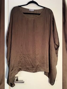 Relaxed Olive Brown Tunic Blouse